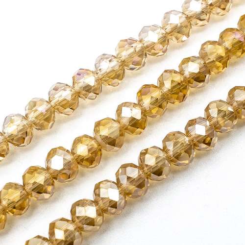 6mm crystal beads dk champagne ab — AB finish, faceted for jewelry making and beadwork