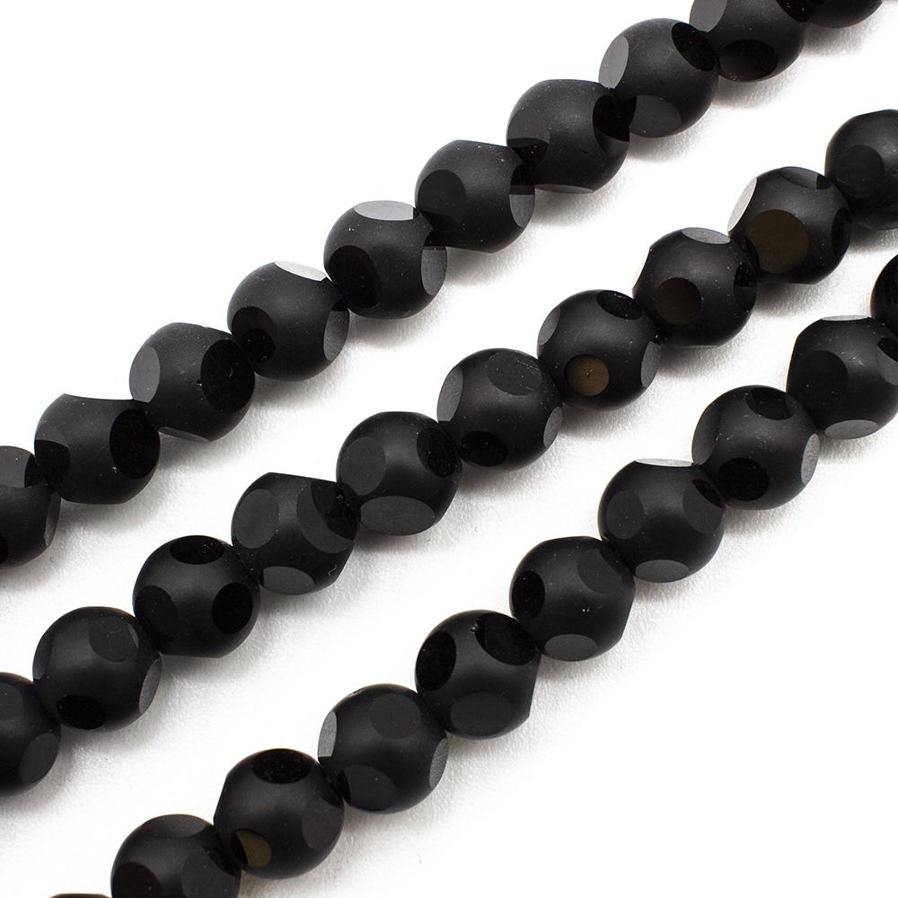 Synthetic Onyx Round Beads 8mm - Dice Design