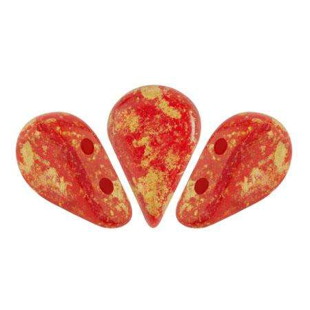 Amos Puca Beads 10g - Opq Coral Red Splash