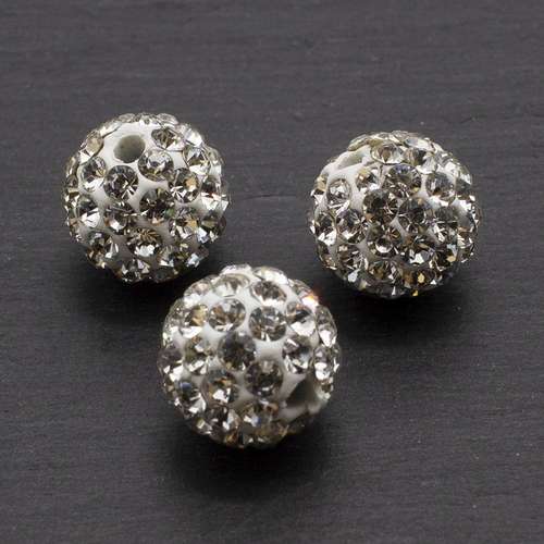 Shamballa Bead 10mm Round - Crystal 1pc