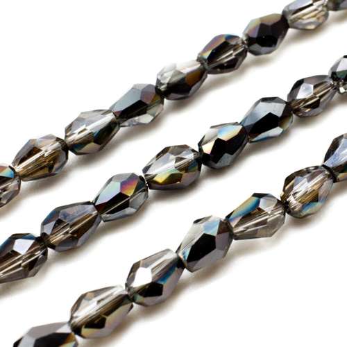 Glass Facet Drop - 6mm - Black Diamond