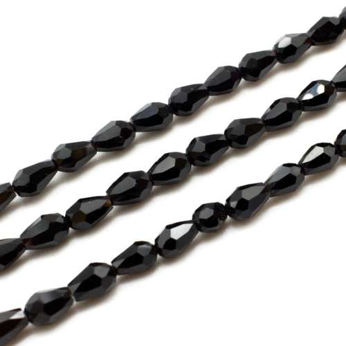 Glass Facet Drop - 4mm - Jet