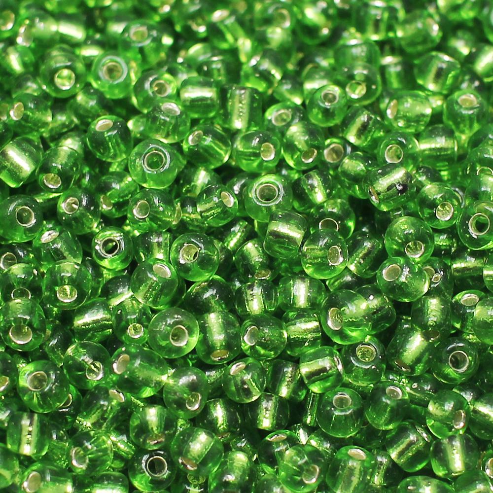 FGB Seed Beads Size 6 Silver Lined Peridot - 50g