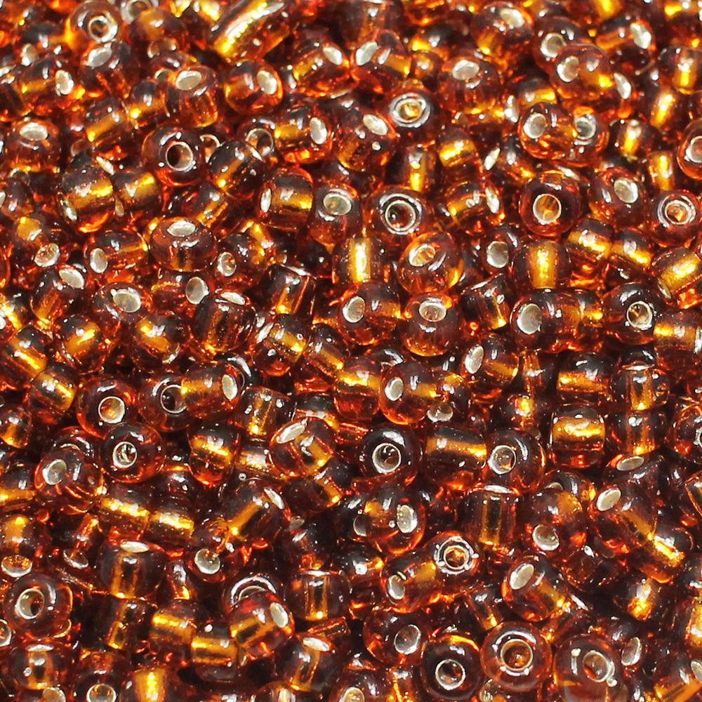 FGB Seed Beads Size 6 Silver Lined Topaz - 50g