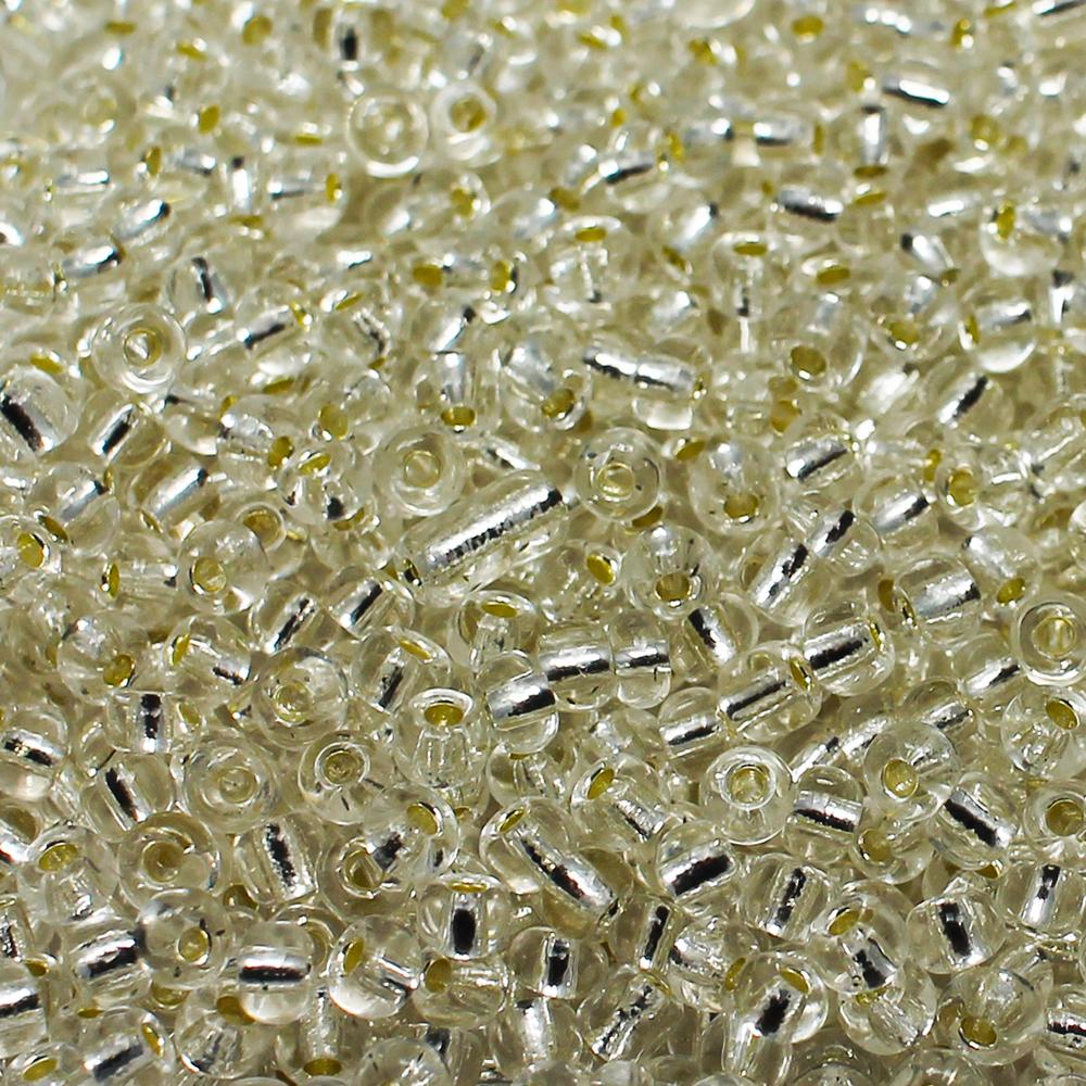 FGB Seed Beads Size 6 Silver Lined Silver - 50g