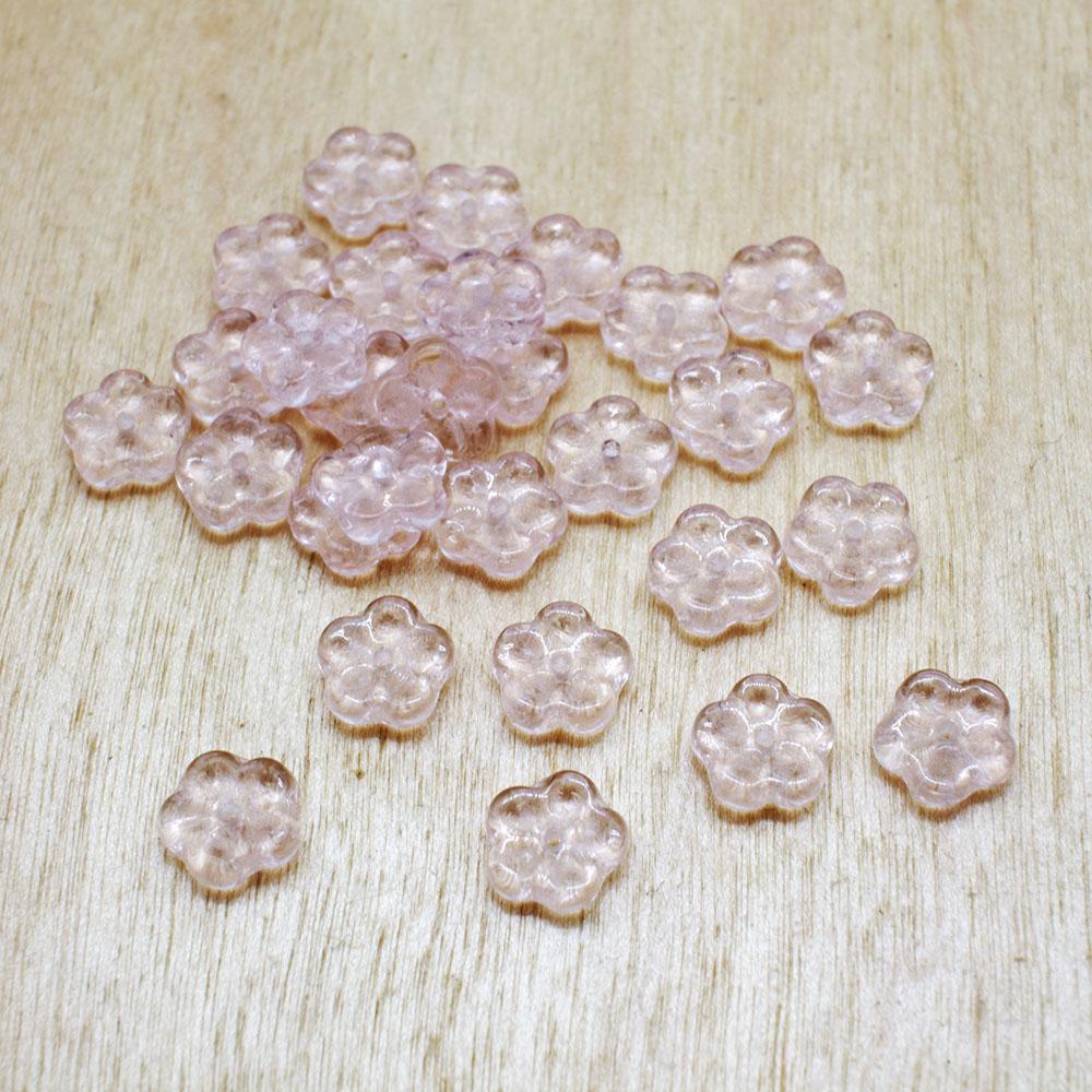 Czech Flower Beads 7mm 10g 50pcs - Rosaline
