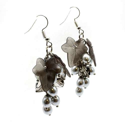 Summer Vine Earrings Silver Grey make 20 pairs earring making kit — DIY set with beads and instructions for creating handmade jewelry