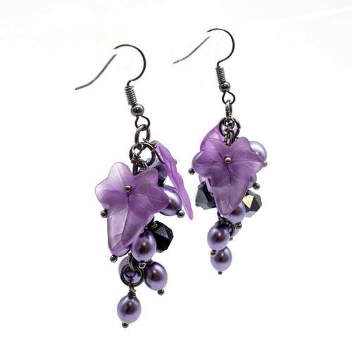 Summer Vine Earrings Dk Lavender make 20 pairs earring making kit — DIY set with beads and instructions for creating handmade jewelry