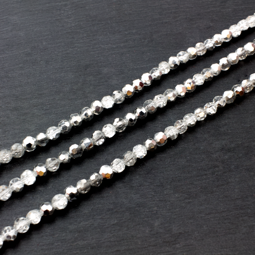 4mm crystal beads half silver — plated finish, ideal for jewelry making and beadwork