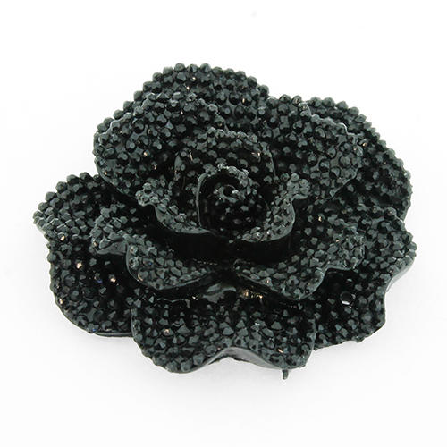 Resin Sparkle Rose Flower 42mm - Black