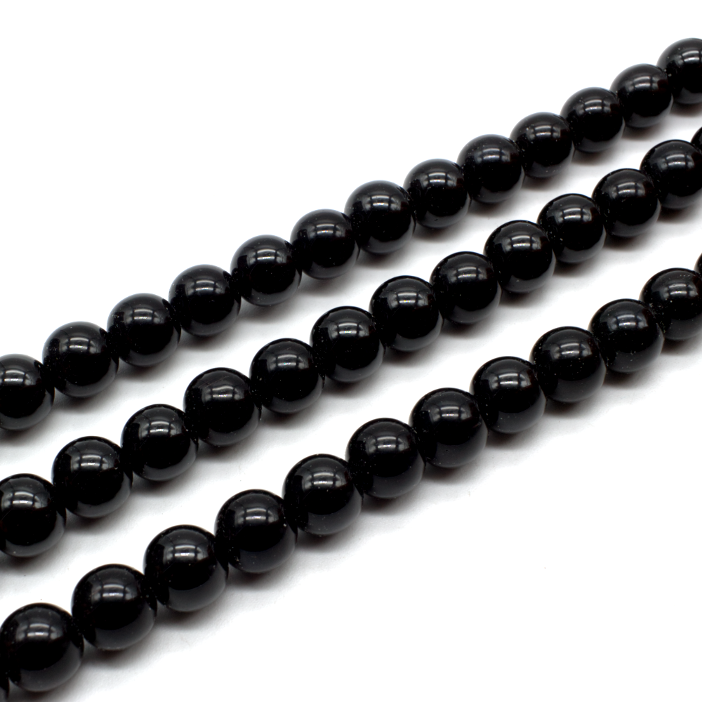 Glass Beads Round 12mm - Black