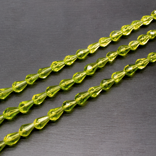 Glass Facet Drop 10x7mm - Lime