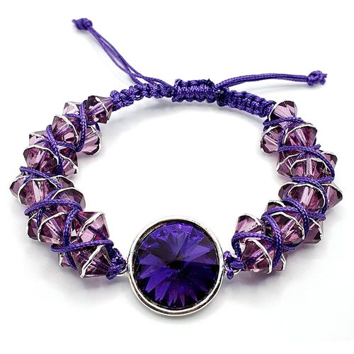Macrame Rivoli Bracelet purple bracelet making kit — DIY set with beads and instructions for creating handmade jewelry