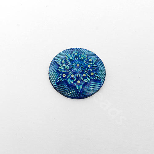 Acrylic Cabochon 20mm Disc - Winter Flower Iris Blue