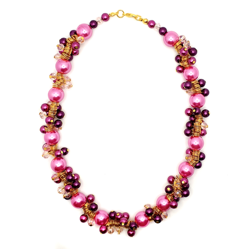 Headpin Bracelet, Necklace & Earrings magenta bracelet making kit — DIY set with beads and instructions for creating handmade jewelry