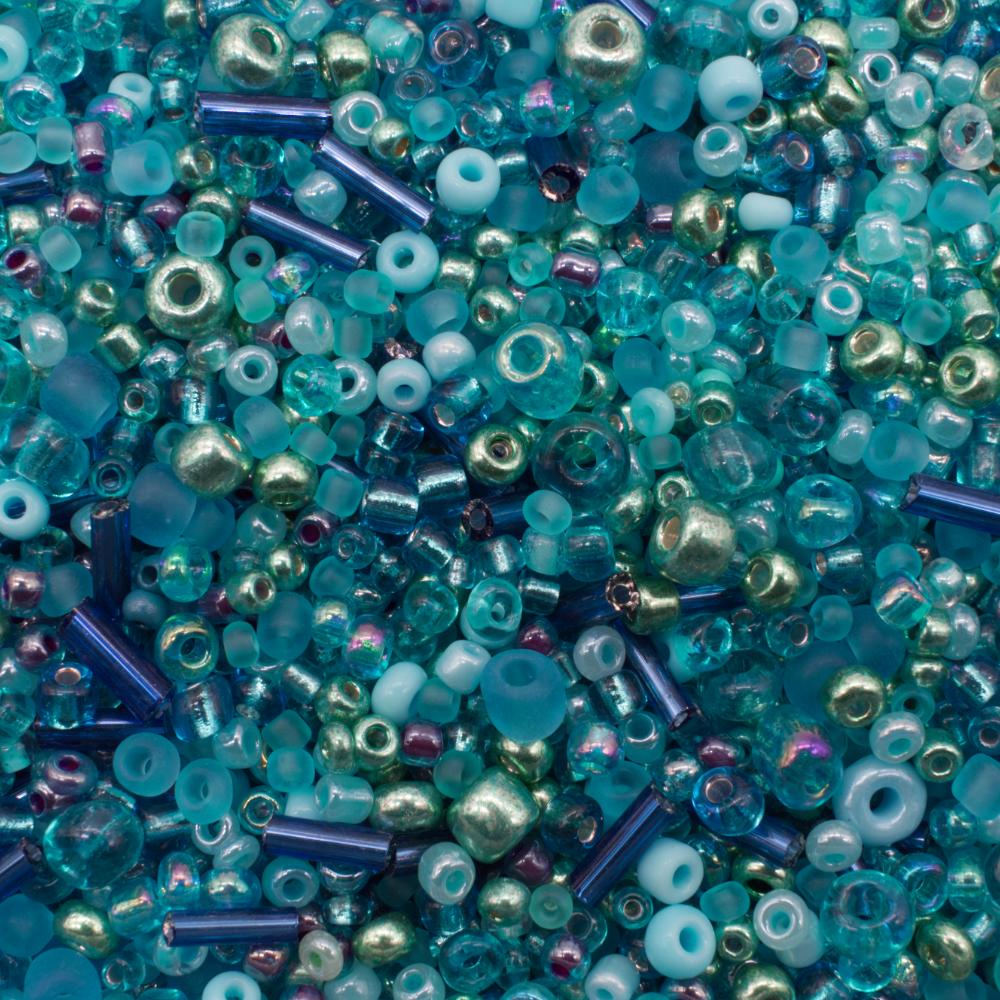 Seed Beads Mixes  Turquoise 100g