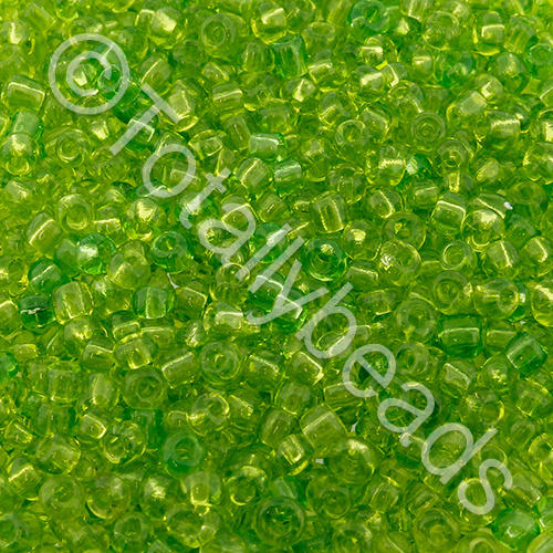 Seed Beads Transparent  Light Green - Size 8 100g