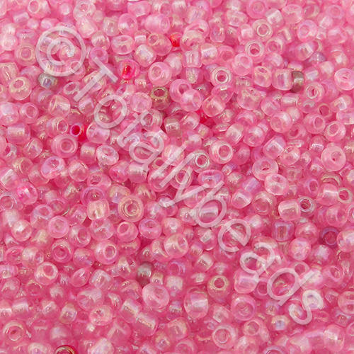 Seed Beads Transparent Rainbow  Pink - Size 11