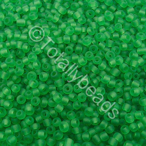 Seed Beads Transparent Frosted  Green - Size 11 100g