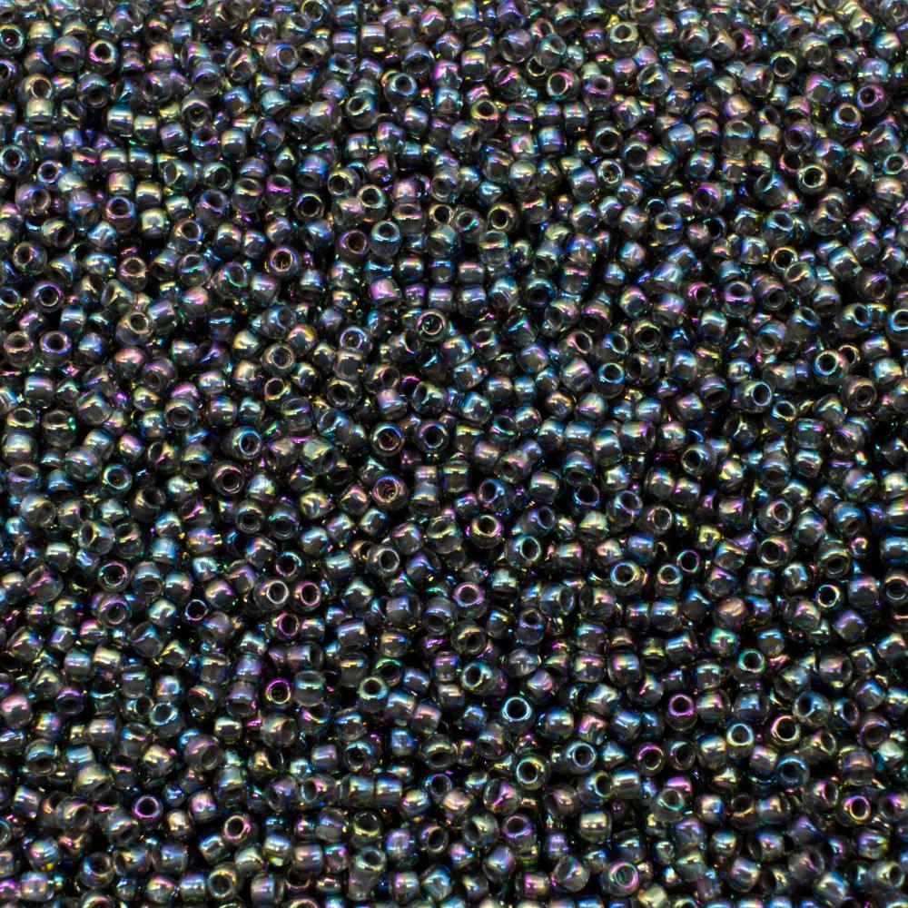 Toho Size 11 Seed Beads 10g -  Inside-Color Rainbow Grey/Opaque Gray-Lined