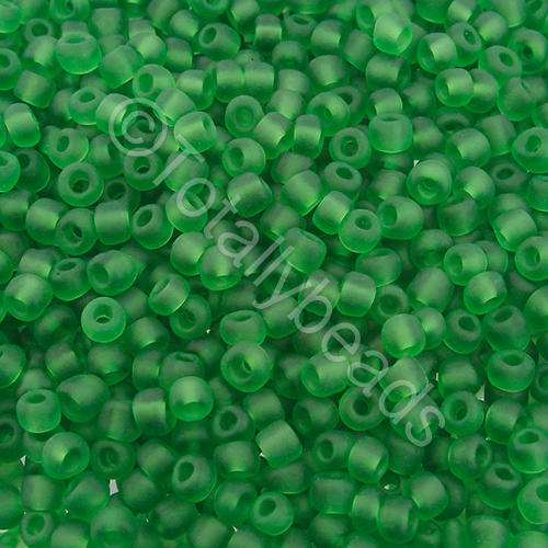 Seed Beads Transparent Frosted  Green - Size 8