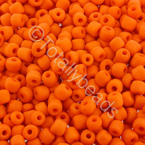 Seed Beads Opaque Frosted  Orange - Size 6 100g