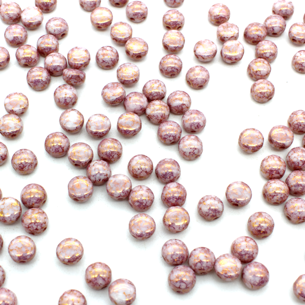Preciosa Candy Beads 6mm 30pcs - Pink Marble