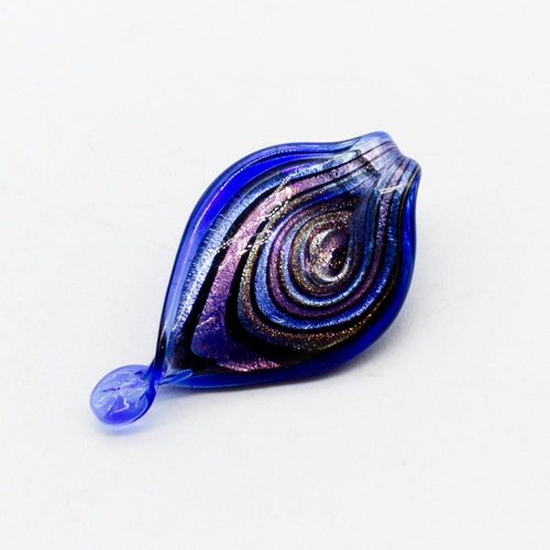 Large Blue Twist Lampwork Swirl Pendant 1pc