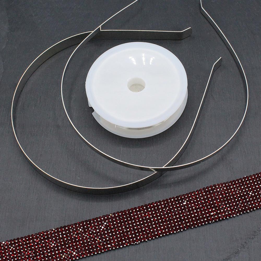 Crystal Ribbon Hair Band Kit ruby crystal jewelry making kit — DIY set with beads and instructions for creating handmade jewelry