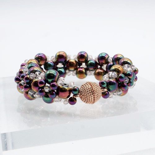 Hematite Hugs & Kisses Bracelet mermaid pink bracelet making kit — DIY set with beads and instructions for creating handmade jewelry