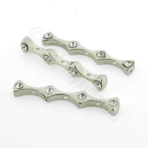 Spacer Bar 3 Row 44mm - 4 Crystals Rhodium 6pcs