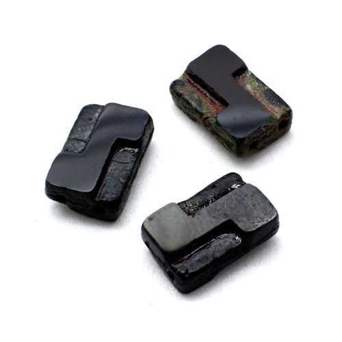 Table Cut Glass Bead - S Design Rectangle Black
