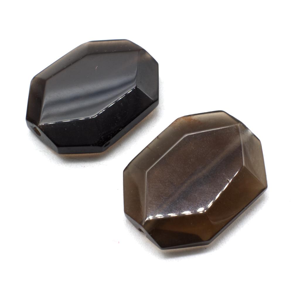 Facet Flat Gemstone Nugget 35mm - Black Obsidian