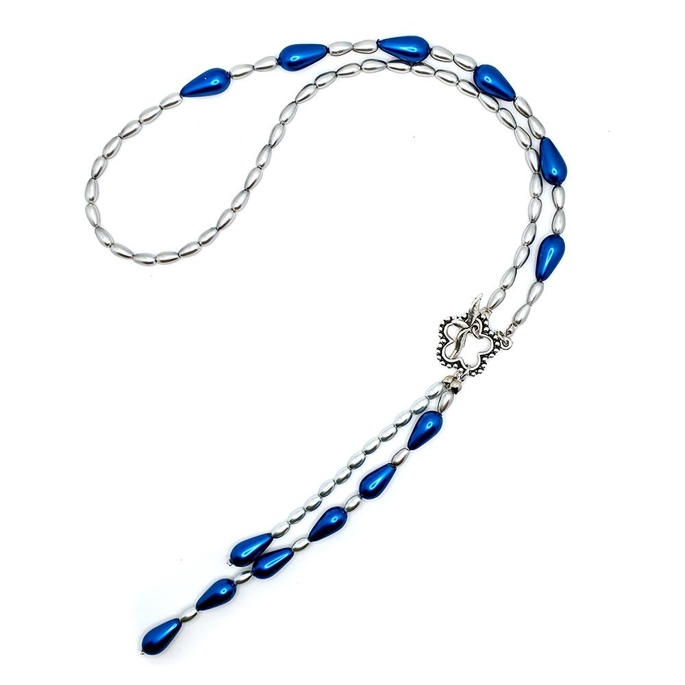 Primrose Pearl Toggle Necklace - Silver Blue Haze