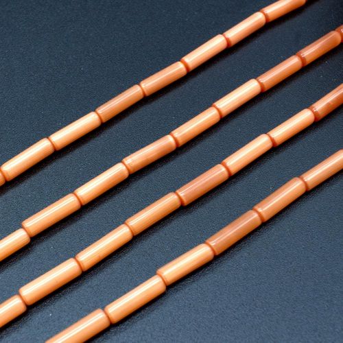 Cats Eye Beads Tubes 12x3mm   Peach for jewellery making