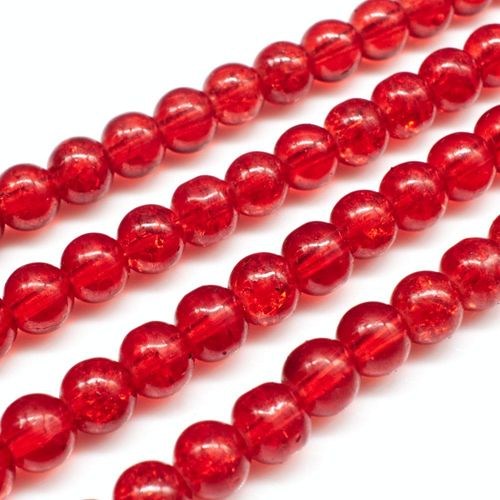 Crackle Beads Round 6mm   Red 65pcs for jewellery making
