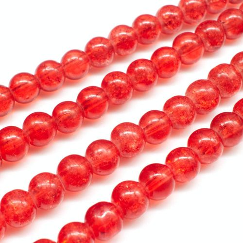 Crackle Beads Round 6mm   Bright Red 65pcs for jewellery making