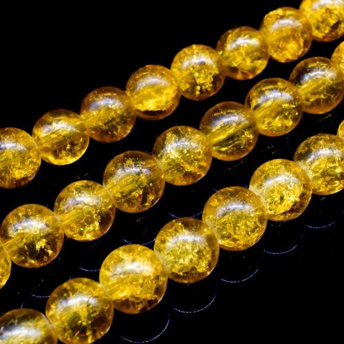 Crackle Beads Round 8mm   Golden Yellow 50pcs for jewellery making