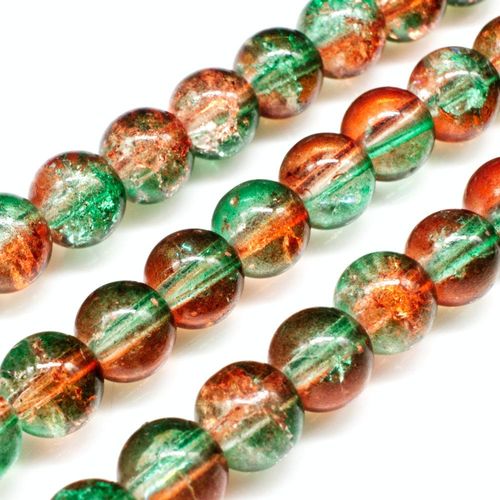 Crackle Beads Round 8mm   Orange Green 50pcs for jewellery making