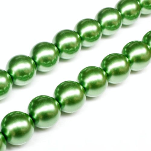 Glass Pearl Round Beads 12mm   Green for jewellery making
