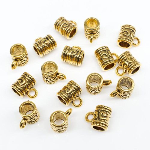 Antique Gold Hanger Beads   9mm Tube 12pcs for jewellery making