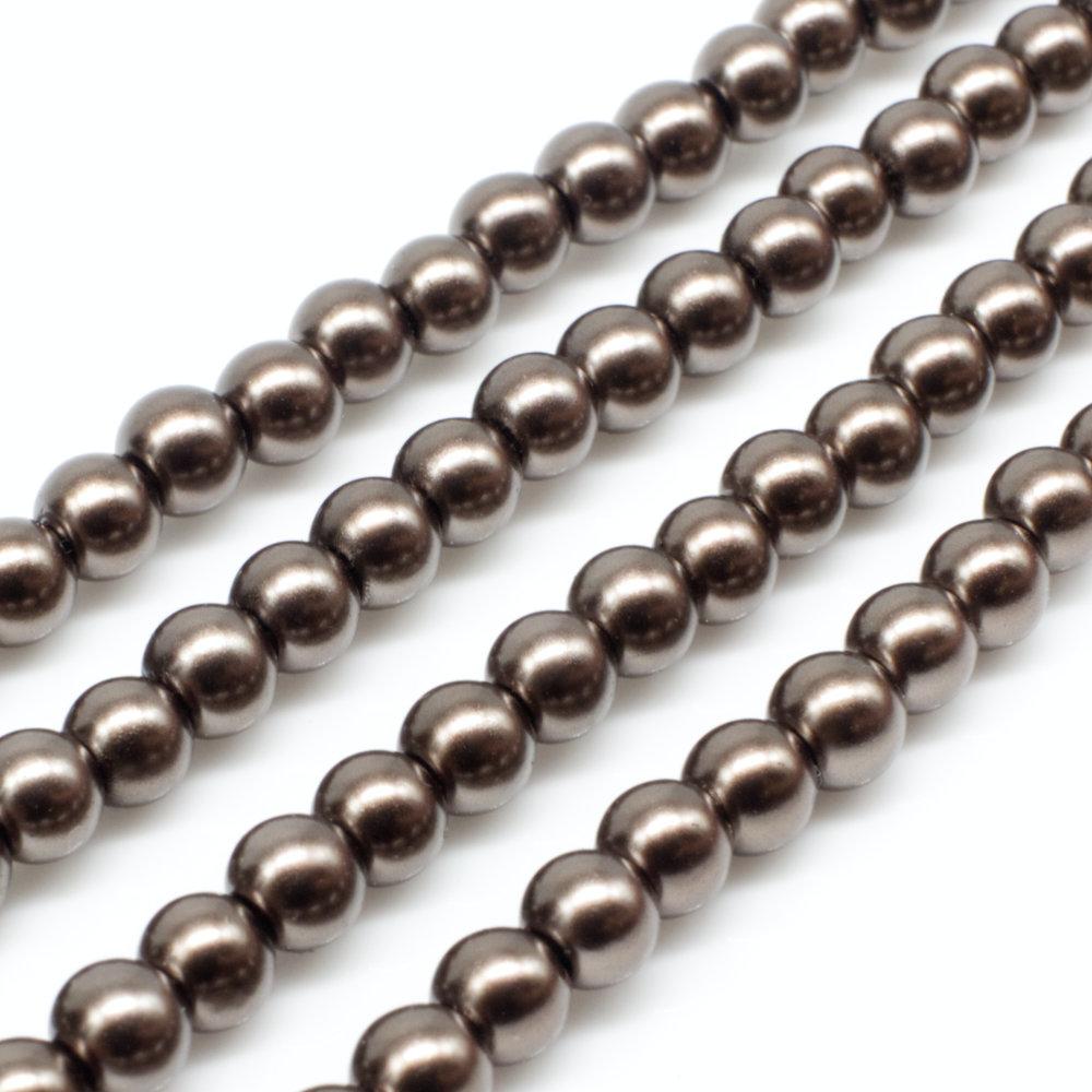 Glass Pearl Round Beads 4mm - Coffee