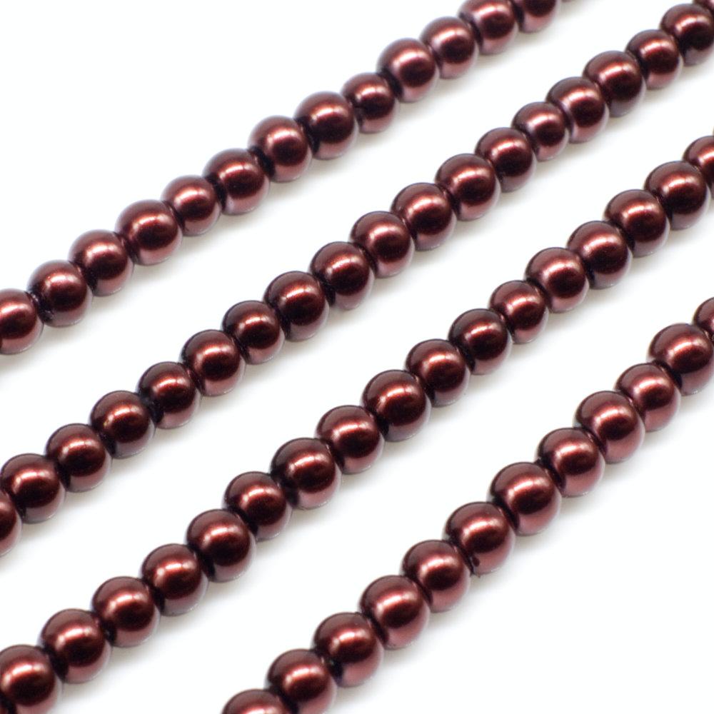 Glass Pearl Round Beads 3mm - Hickory Brown