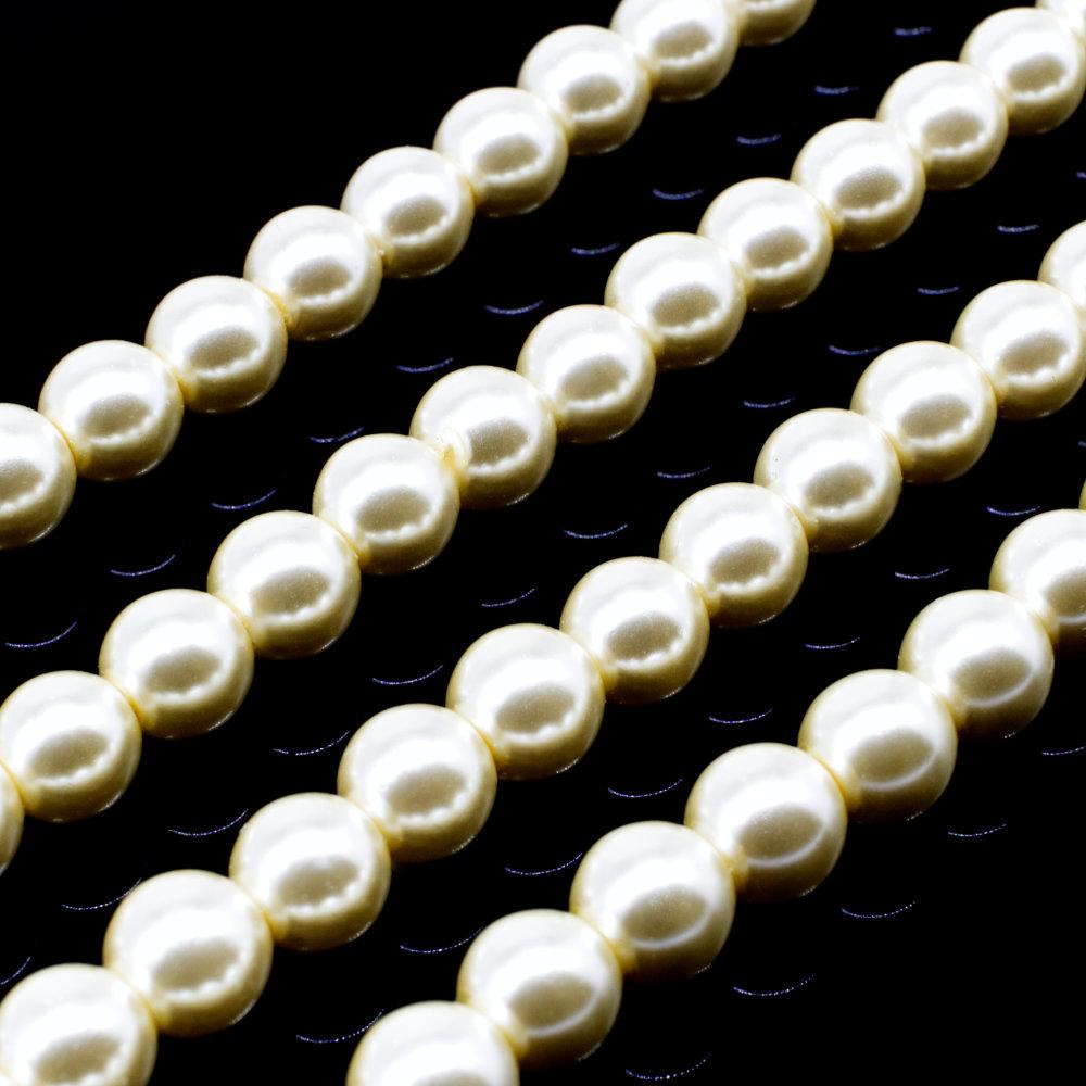 Glass Pearl Round Beads 6mm - Ivory