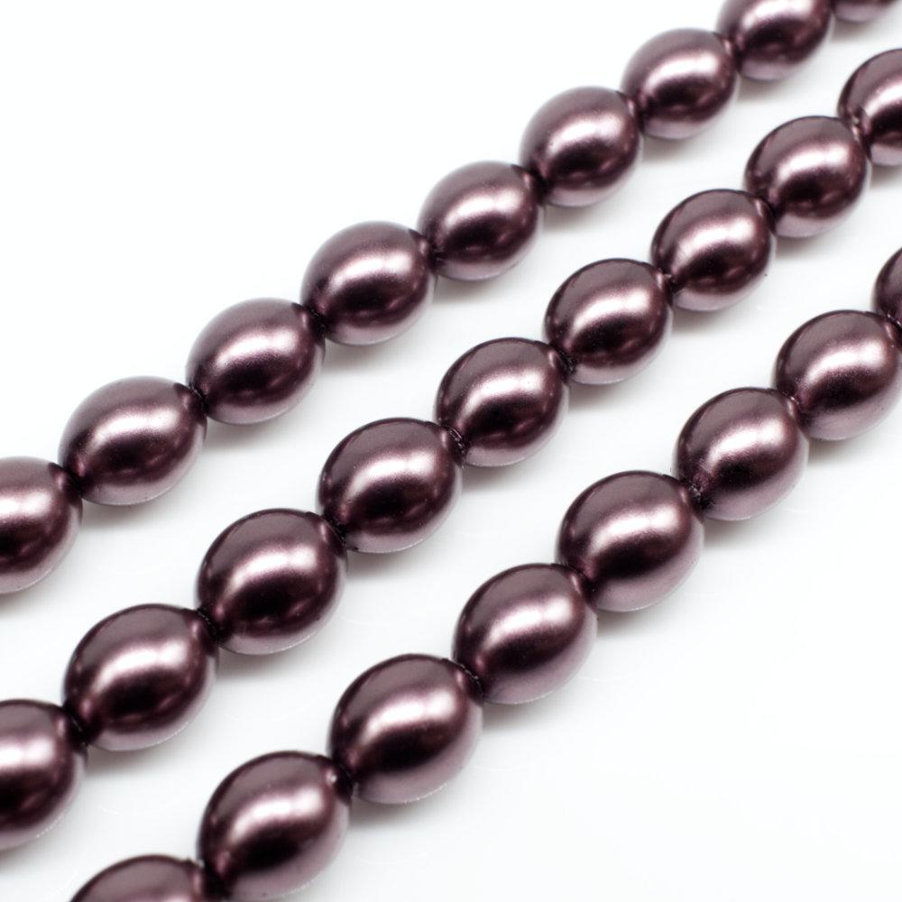 Glass Pearl Oval 6x8mm - Mahogany Rose