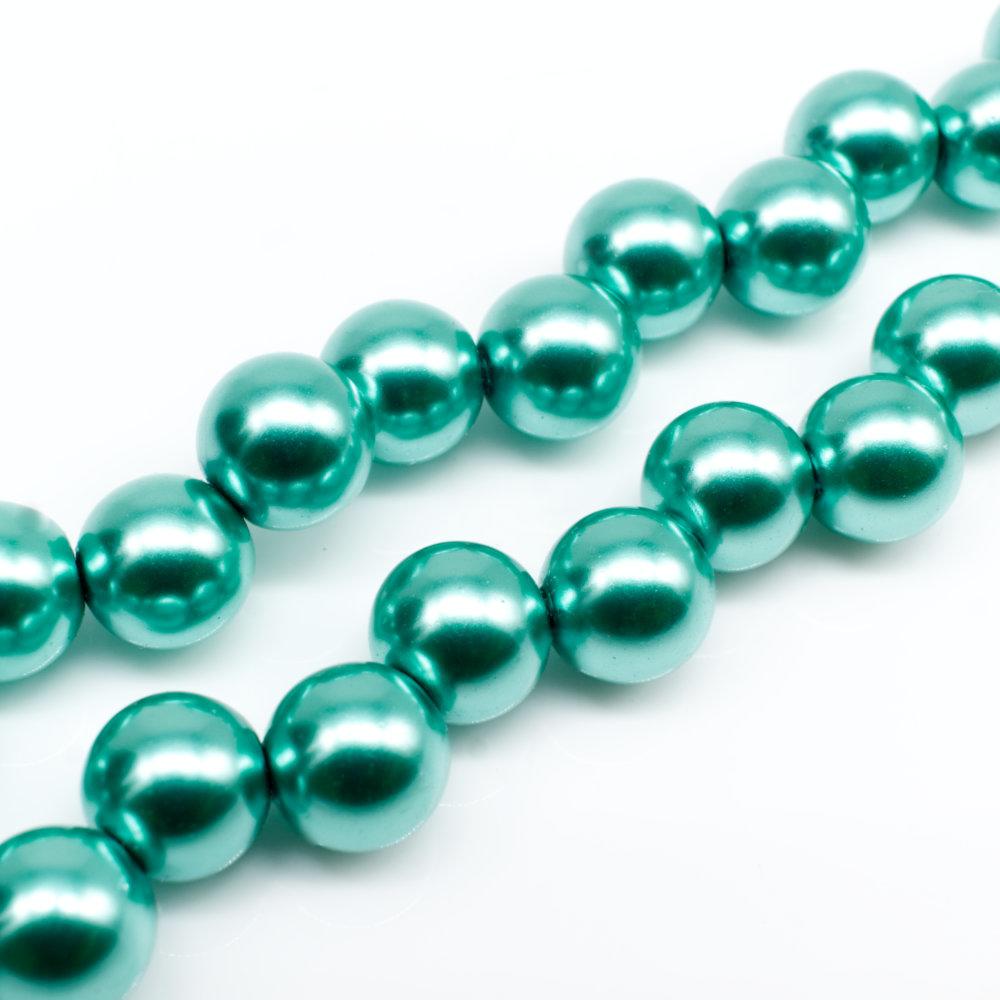 Glass Pearl 8mm Round Off Centre - Turquoise