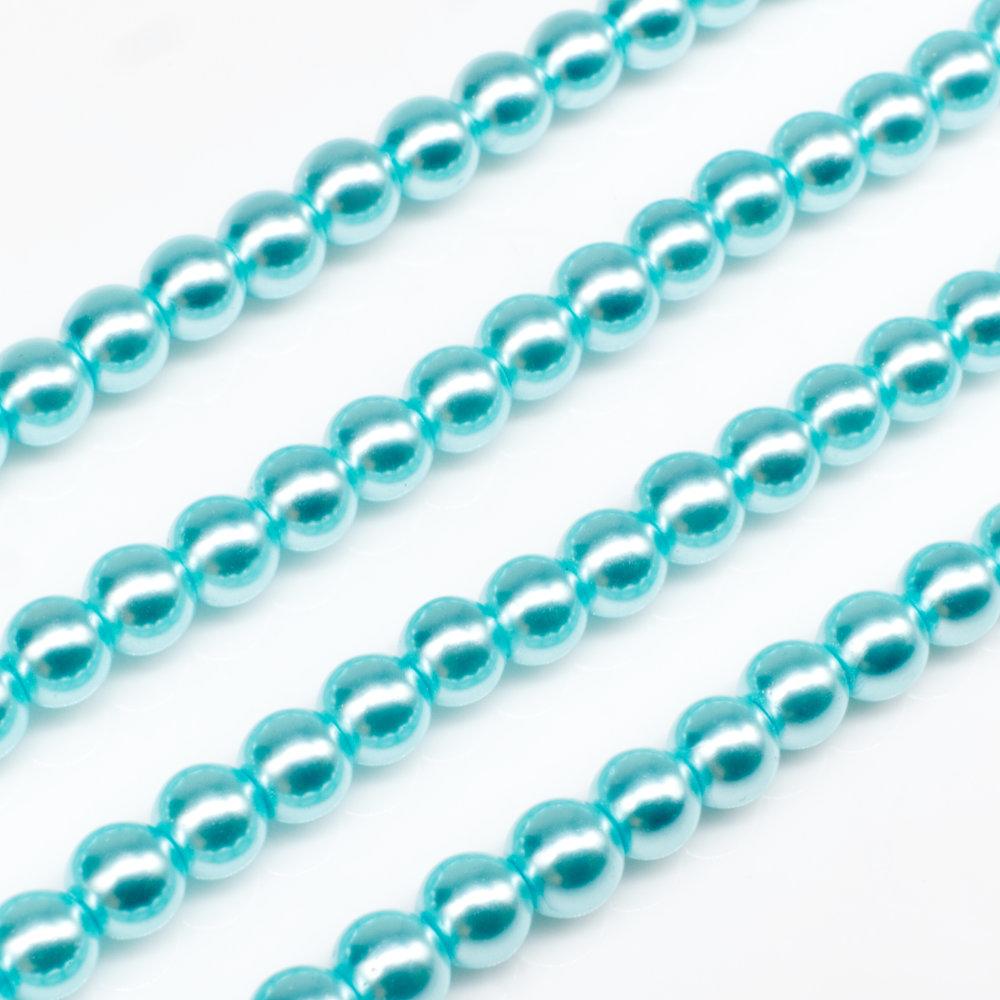 Glass Pearl Round Beads 4mm - Pale Blue