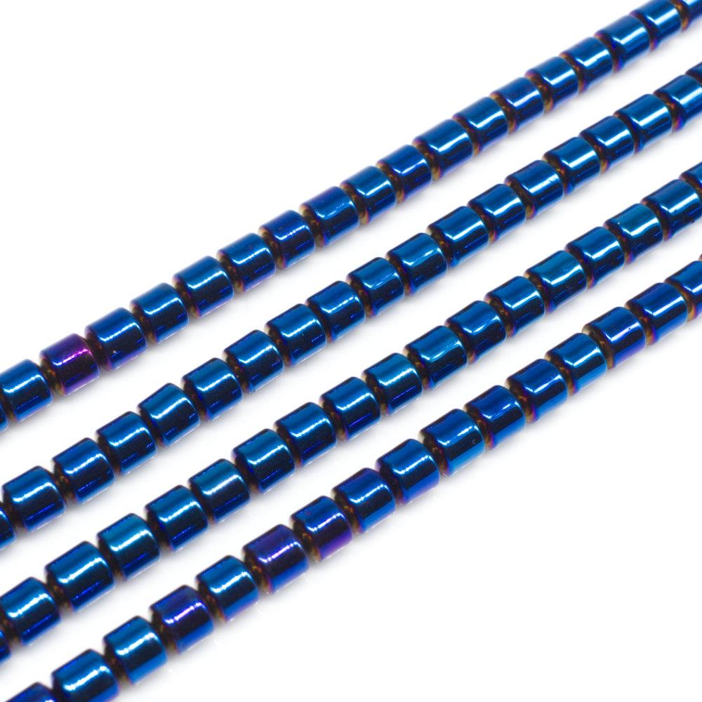 Hematite Drum 4mm Blue Plated Craft Hobby And Jewellery Supplies