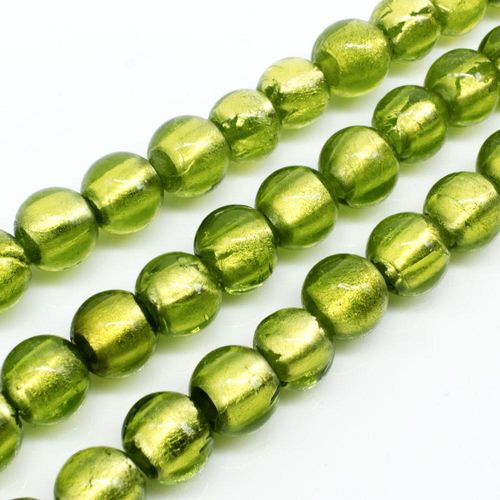 Silver Foil Round Beads 10mm 40pcs   Lime Green for jewellery making