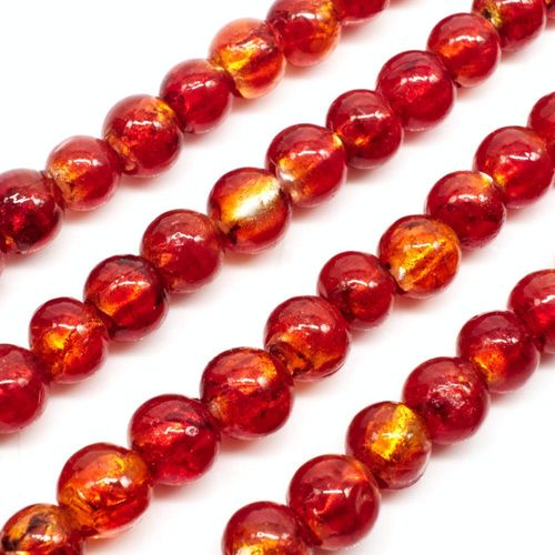 Silver Foil Round Beads 8mm 50pcs   Red for jewellery making